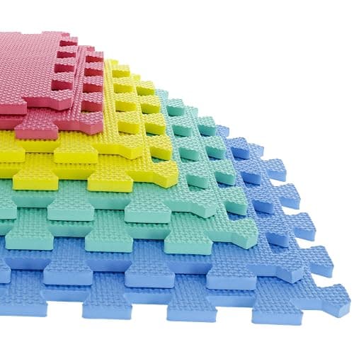 Interlocking Floor Mats - 8-Piece Nontoxic Exercise Mat or Play Mat for Toddlers, Babies or Kids - Foam Padding for Home Gym by Stalwart (Multicolor) - Image 1