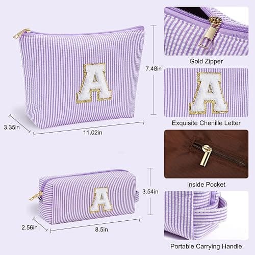YOOLIFE Bridesmaid Gifts for Wedding Day | Preppy Makeup Bag & Organizer | 30th Birthday Gift | Purple thumbnail 3