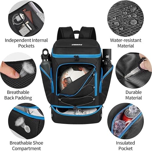 Ciihars Soccer Backpack,Soccer Bag with Ball Holder,Sport Equipment Bags Water resistant Includes Separate Cleat Fit Basketball Volleyball Football thumbnail 4