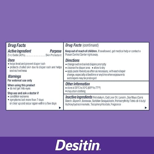 Desitin Maximum Strength Paste, 40% Zinc Oxide Paste, Diaper Rash Healing Ointment for Immediate Relief, Dermatologist Pediatrician Tested, Helps Heal Diaper Rash, Protects Up to 12 Hours, 4.8 Oz Tube thumbnail 8