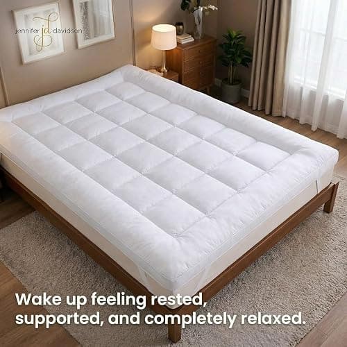 Mattress Topper Double Bed 137x190 cm | 10cm Extra Thick Hotel Quality Microfiber | Soft Double Mattress Topper | Hypoallergenic & Deep Elasticated Straps for Secure Firm Grip thumbnail 6