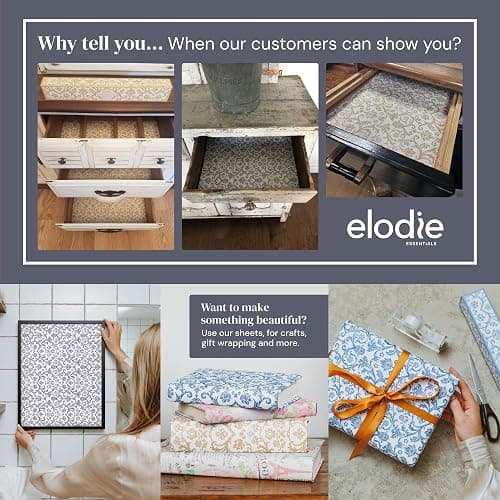 Elodie Essentials 6 Scented Drawer Liners for Closet Shelves - 14" x 19.5", English Lavender - Non Adhesive Shelf Paper, Lavender Scented Drawer Liners for Bedroom Dresser, Home Gift thumbnail 7