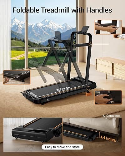16% Incline Walking Pad Treadmill, 3-in-1 Under Desk Treadmill with Handles | Foldable, Compact, Portable Treadmills for Home Small, 2.5HP Quiet Brushless, 330 LBS Capacity, Home Office, LED Display thumbnail 7