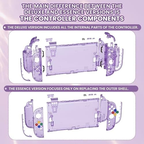 eXtremeRate DIY Replacement Shell Buttons for Nintendo Switch 2, Custom Console Rear Back Plate + Faceplate with Decorative Strips Direction Keys for Joycon 2 - Essence Version - Clear Atomic Purple thumbnail 6
