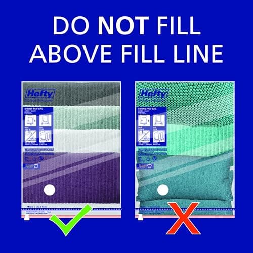 Hefty Shrink-Pak - 4 Large Vacuum Storage Bags for Clothes, Pillows, Towels, or Blankets - Space Saver Vacuum Sealer Bags Ideal Under Bed Storage Solutions thumbnail 7