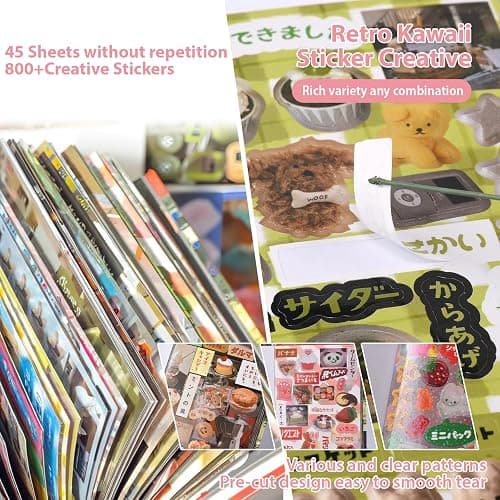 Japanese Manga Style Sticker Book, 45 Sheets Romantic Memory Series with 800+ Cute Designs, ‌Japanese Aesthetic Stickers for DIY Scrapbooking Journaling Diary Notebooks thumbnail 3