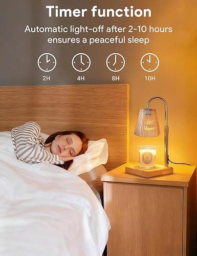 Allanmen Candle Warmer Lamp with Timer, Dimmable Candle Warmer for Home Decor, Birthday Gifts for Women, Adjustable Height Wax Melts Warmer with 2 Bulbs thumbnail 5