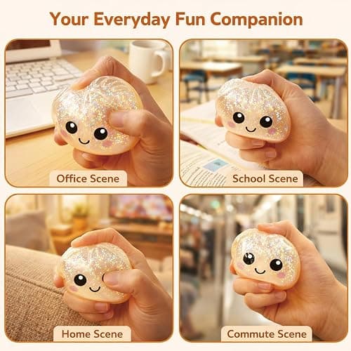Glitter Dumpling Squishy - Random Glitter Dumpling Box, 10 Colors Dumplings Squishy Toy, More Surprises (Random-4PCS) thumbnail 5