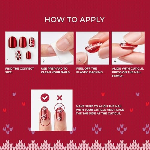 KISS imPRESS Holiday Press On Nails, ‘The Gift’, Green, Medium Coffin, Improved Super Hold Adhesive, 30 Fake Nails, Prep Pad, Mini Nail File, & Manicure Stick thumbnail 2