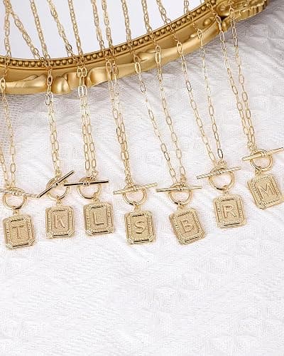 MJartoria Layered Initial Necklaces for Women Trendy, 14K Gold Plated Brass Simple Star Choker Square Letter Pendant Necklace, Paperclip Chain Necklaces Jewelry Gifts thumbnail 9