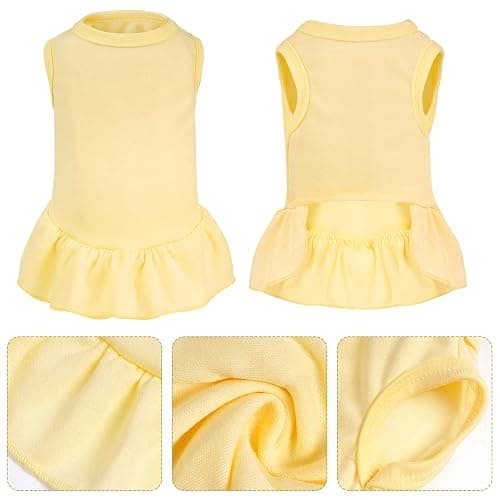 2 Pcs Dog Dresses Cat Skirt Solid Color Dog Clothes Summer Sleeveless Puppy Girl Clothes for Small Pet Dogs Cats (Yellow,Pink, Medium) thumbnail 3