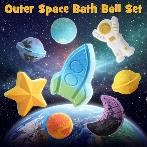 Toylink Space Bath Bombs for Kids with Surprise Inside, 8 Pack Kids Galaxy Bath Bombs with Space Toys for Toddler Boys Girls Handemade Rainbow Bubble Bath Fizzies Birthday Christmas Gift Set thumbnail 5