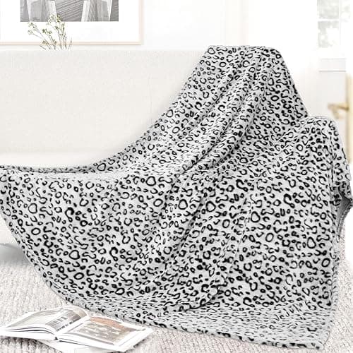 Cheetah Print Blanket Soft Cozy Black Fleece Blankets Lightweight Plush Fuzzy Dark Gray Leopard Print Blanket Decor Birthday Gifts for Bed Women Men thumbnail 4