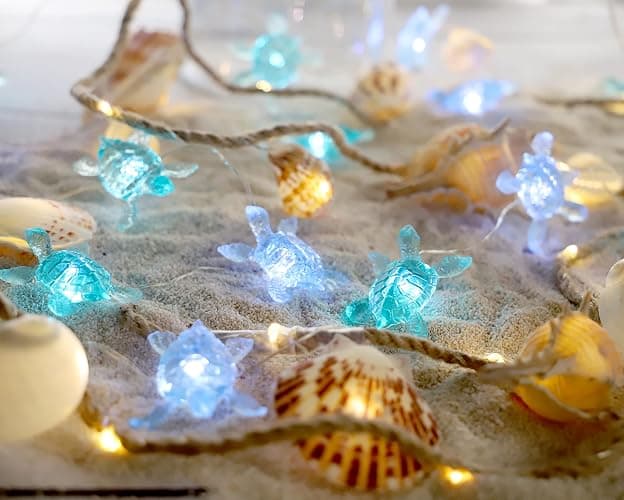 MIYA LIFE Seashell Garland Ocean Light for Beach Decor 7.2FT 39LED Battery Operated Coastal Garland Magic Conch Shell Beach Decorations for Home Coconut Girl Room Decor thumbnail 5