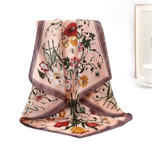 CHLINS 27.5 Inches Silk Feeling Square Head Scarf - 4 Pcs Satin Square Head Scarves for Women Hair Bandanas Head Kerchief thumbnail 6