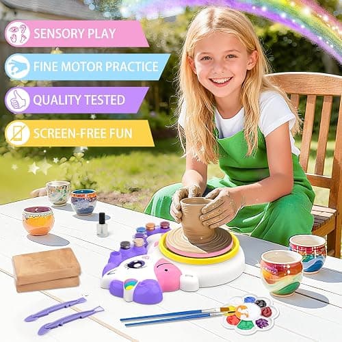 Pottery Wheel for Kids, Arts and Crafts for Kids Ages 8-12, Complete Pottery Painting Craft Kit with Clay, Art Supplies for Kids Toys Girls Birthday Christmas Gift for 6 7 8 9 10 11 12+, Purple thumbnail 5