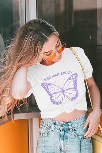 Bad Idea Right Shirts Women Butterfly Shirts Vintage Album Tshirts Music Merch Tee Concert Tour T-shirt thumbnail 4