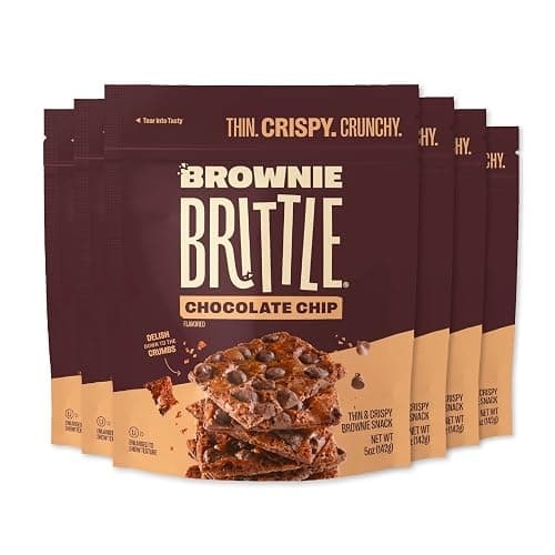 Brownie Brittle – Original Chocolate Chip Thin and Crispy Sweet Snacks, Family Size (Pack of 6, 5 oz), Rich Gourmet Brownie Bites Dessert - Image 1