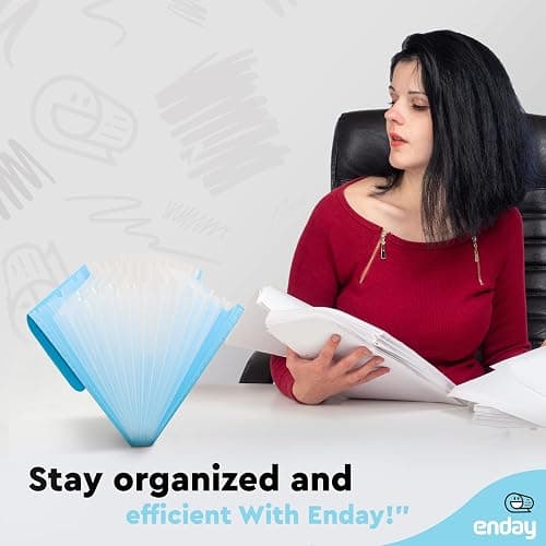 Accordion File Organizer 13 Pocket Expanding File Folder with Labels, Accordion File Organizer Letter Size Letter A4 Paper for Receipts, Bills and Documents 13" x 9.5” –by Enday - 13 POCKET - Blue thumbnail 6