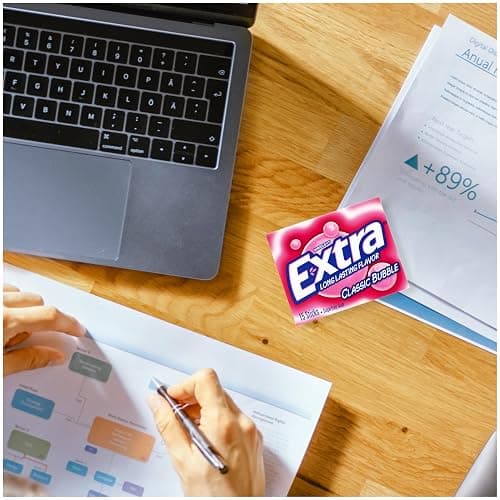 EXTRA Classic Bubble Gum Sugarfree Bulk Chewing Gum, 15 Count, 10 Pack | Long Lasting Classic Bubble Gum Flavor, Individually Wrapped Packs for Sharing, for Fresh Breath at School, Work and Travel thumbnail 7