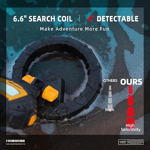 PANCKY Metal Detector for Kids, IP68 Waterproof 3-10 Year Kids Metal Detector Kit with LCD Display, Automatic Sensitivity Adjustment, 6.6" Search Coil, 1.65lb Lightweight, Gift for Boys & Girls, Black thumbnail 5