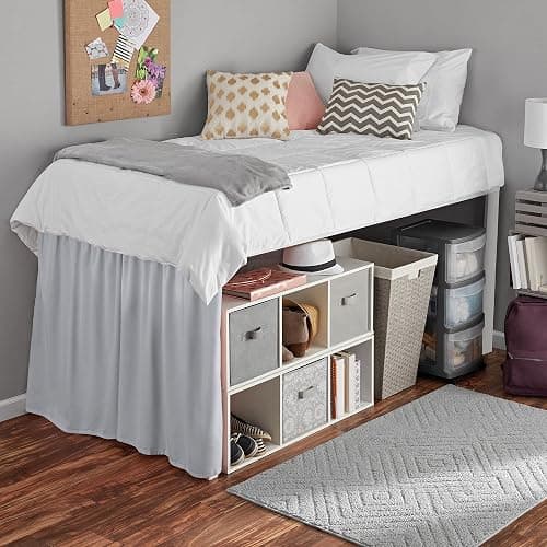 Dorm Room Bed Skirt - Silver Gray - Twin - 33 Inch Drop Ruffled Dorm Sized College Dorm Bed Skirt Microfiber Long Bed Skirt Dorm - Extra Long Dorm Room Bedskirts - Silver Gray - Twin - 33 Inch Drop thumbnail 3