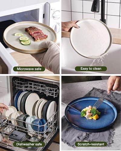 famiware Star Plates and Bowls Sets, Modern Stoneware Dinnerware Sets for 8, 24-Piece Kitchen Dish Set - Microwave and Dishwasher Safe, Chip and Scratch Resistant, Cappuccino White thumbnail 7