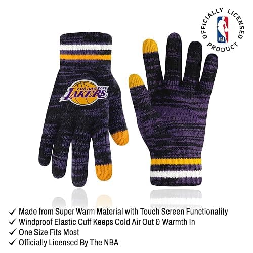 Ultra Game Youth NBA Official Super Soft Winter Beanie Knit Hat with Extra Warm Touch Screen Gloves thumbnail 3