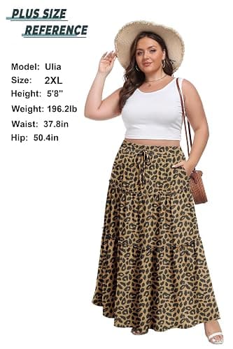 Lepunuo Womens Casual Boho High Waisted Flowy Maxi Skirts Trendy Floral Cute Long Skirts with Pockets thumbnail 5