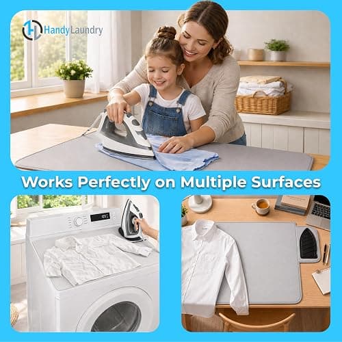 Handy Laundry Portable Ironing Mat - Easily Change Any Flat Surface into an Ironing Board. Features Silicone Slip Resistant Iron Rest to Safely Place Your Hot Iron. Easy to Take Along When Traveling. thumbnail 5
