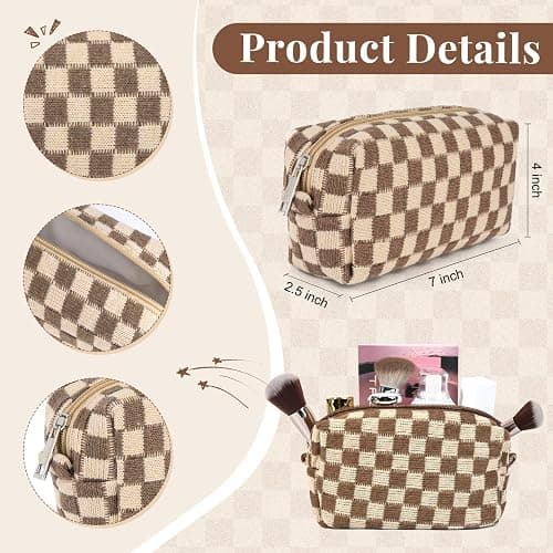 14 PCS Aesthetic Book Annotation Kit Large Checkered Pencil Case Book Lover Bookmark Dual Highlighters Gel Pens Study Supplies Stationary Set for Student Brown thumbnail 2