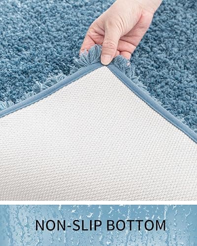 Ruggnovea Bathroom Rugs Non Slip Washable, Ultra Soft Thick Shaggy Absorbent Bath Mats, High Density Foam Latex Non Slip Backing Bath Rugs, Microfiber Bath Mats for Bathroom Floor&Sink,24x17,Blue thumbnail 6