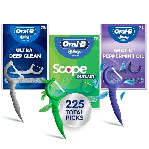 Oral-B Glide Dental Floss Picks Variety Pack with Scope Outlast, Arctic Peppermint Oil, & Ultra Deep Clean, Value Pack 225ct (75 Count per Pack, Pack of 3) - Image 1