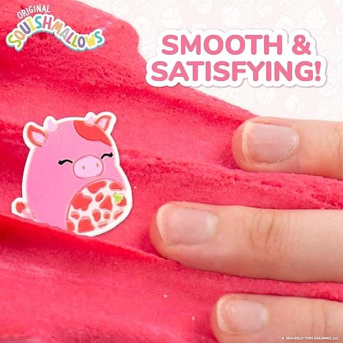 Original Squishmallows Calynda The Cow Premium Cloud Slime, Strawberry Scent, 8 oz. Jar Storage Container with Figurine Topper, Rubber Charm, Goodie Bags Stuffers, Kids Party Favors, Sensory Toys thumbnail 7