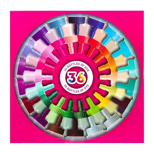 Tulip One-Step Tie-Dye Color Mania 36 Vibrant Colors, All-in-One Tie Dye Kit for Large Groups, Permanent Fabric Dye Pre-Filled Bottles, Gloves, Instructions thumbnail 4