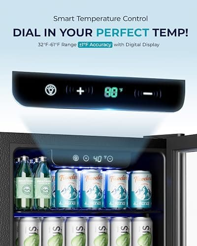 EUHOMY Beverage Refrigerator and Cooler, 128 Can Mini fridge with Glass Door, Small Refrigerator with Adjustable Shelves for Soda Beer or Wine, Home/Bar/Office, Black thumbnail 4
