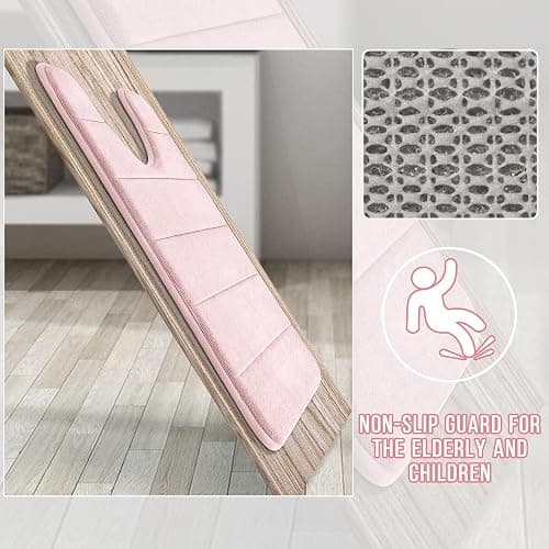Yimobra Memory Foam Toilet Bath Mat U-Shaped, 24 X 20 Inches,Soft and Comfortable, Super Water Absorption, Non-Slip, Machine Wash and Easier to Dry for Bathroom Commode Contour Rug, Pink thumbnail 6