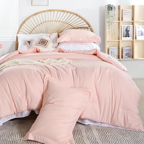 weigelia Pink Comforter Sets Full Size Comforter Set with Sheets 7 Piece Soft Microfiber Comforters Set for Women Blush Lightweight Alternative Comforter for All Season thumbnail 5