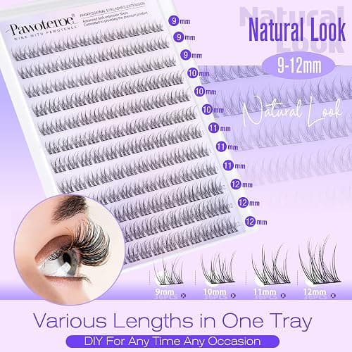 Pawotence Natural Lash Clusters Wispy Cluster Eyelash Extensions 144pcs Eyelash Clusters 9-12mm Individual Lashes Extension DIY Soft C Curved Lashes Clusters thumbnail 2