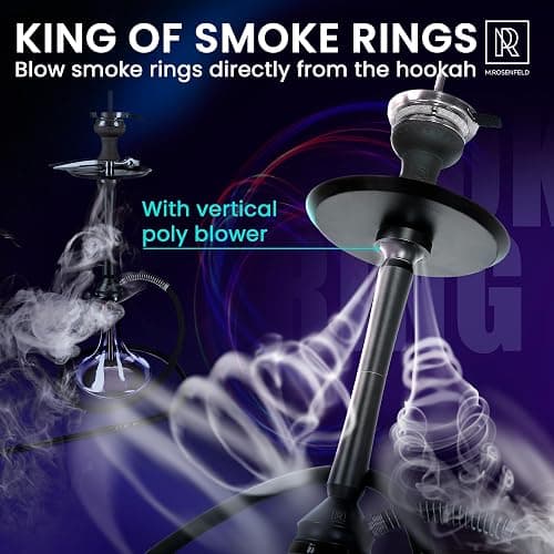 Black Hookah Set With Everything PROTOS – 30" Large Hookah with Vertical Purge, Black Hookah Bowl, Glass Vase, 59" Silicone Sisha Hose, and Ergonomic Mouthpiece - Hooka Set 1 Hose thumbnail 2
