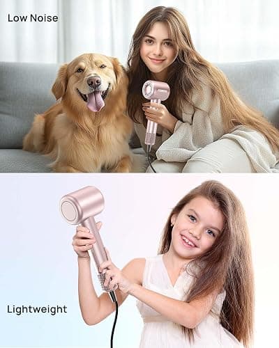 Hair Dryer, High-Speed Ionic Low Noise Blow Dryer with Brushless Motor for Fast Drying, Thermo-Control Quiet Compact Hair Blow Dryer with Magnetic Diffuser for Curly Hair for Home Travel Salon thumbnail 7