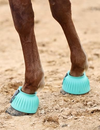 Harrison Howard Rubber Bell Boots for Horses, Hoof Overreach Protection for Horses, w/Upgraded Leather Touch Tape thumbnail 6