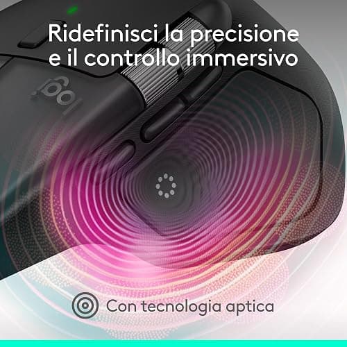 Logitech MX Master 4 per Mac, mouse Bluetooth ergonomico con feedback aptico a prestazioni avanzate, scorrimento ultraveloce, ricarica USB-C, macOS, iPadOS, Windows - Nero siderale thumbnail 2