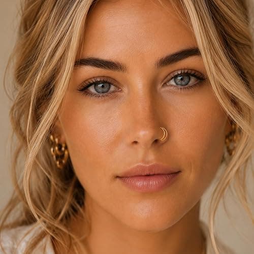 MyattaJewellery Double Nose Hoop 22G (0.6mm) 8mm – Sterling Silver Nose Ring, Double Hoop Piercing Effect, Adjustable Bendable Nostril Hoop, Hypoallergenic, Silver or Gold Plated – 1 Piece thumbnail 6