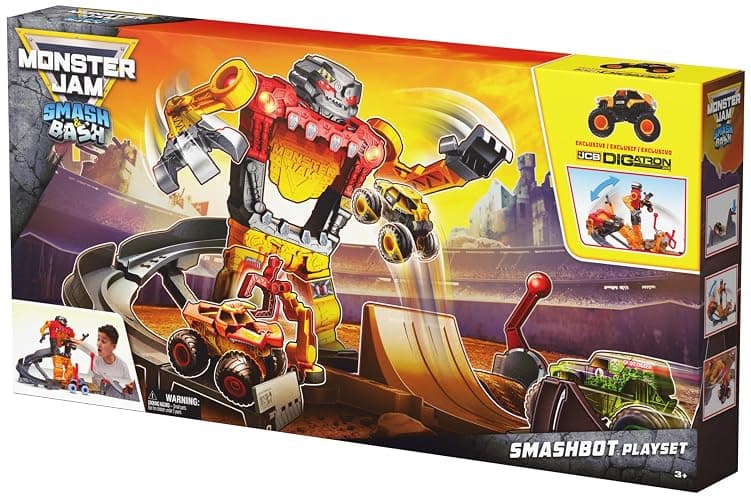Monster Jam Smash & Bash SmashBot Playset with Launcher, Exclusive 1:64 Scale Monster Truck, 15-Inch Repairable Robot, Kids Toys for Boy and Girls Ages 3 and up thumbnail 9