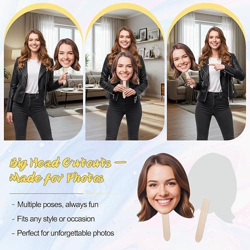 EZISHIPS Big Head Cutout on a Stick – Custom Face Cutouts for Party, Graduation, Birthday, or Wedding | Life Size Photo Prop, 6"–36", 1 Piece thumbnail 6