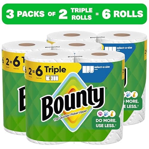 Bounty Select-A-Size Paper Towels, White, 6 Triple Rolls = 18 Regular Rolls (3 Packs of 2) thumbnail 2