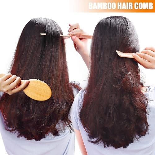3PCS Bamboo Hair Brush Set,Natural Wooden Brush for Women, madam, Paddle Detangling Brush for Dry/Curly/Thick/Thin/Straight Hair thumbnail 9