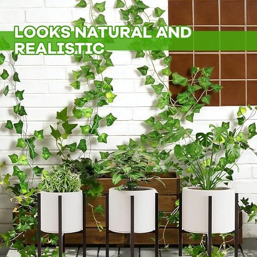 Eidoct Artificial Ivy Fake Leaves & Realistic Vines, 12 Pieces per Pack, Home Decor Wall Accents for Weddings & Parties, Backdrop Wall Decor, Flexible & Shaped-to-Fit Maintenance-Free Ivy Fake Vines thumbnail 5