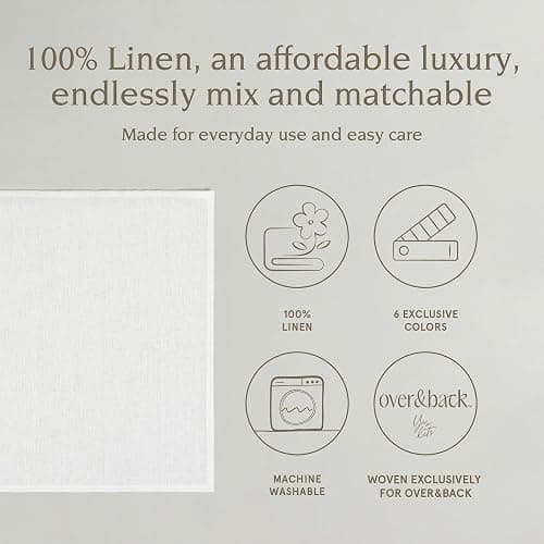 Over&Back Washed 100% Linen Cloth Napkins - Washable Napkins Set for Mixing, Matching, and Creating a Custom Home Decor Tablescape - Ivory thumbnail 4